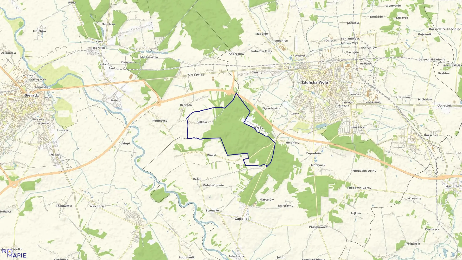 Mapa obrębu POLKÓW w gminie Zduńska Wola