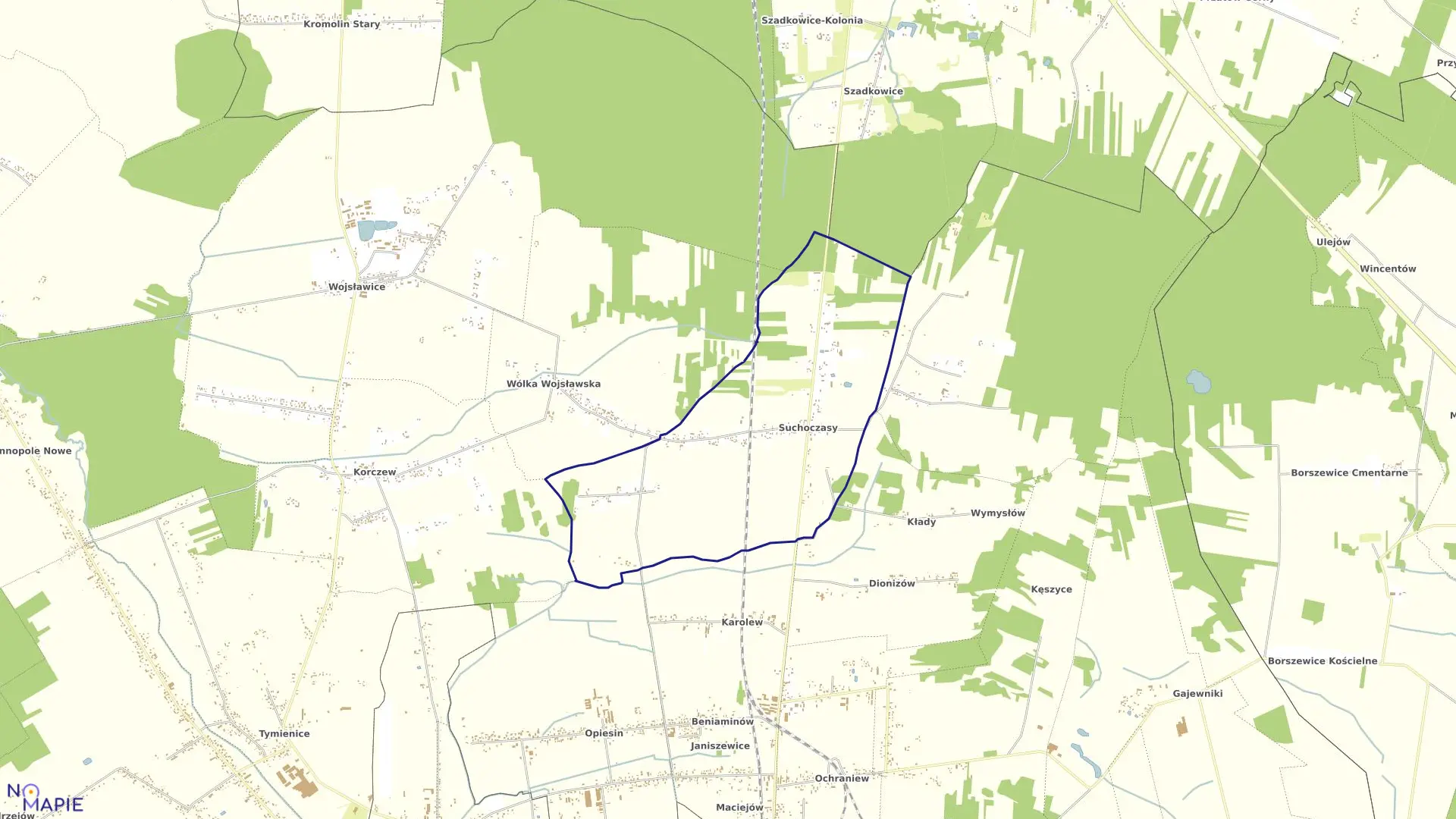 Mapa obrębu SUCHOCZASY w gminie Zduńska Wola