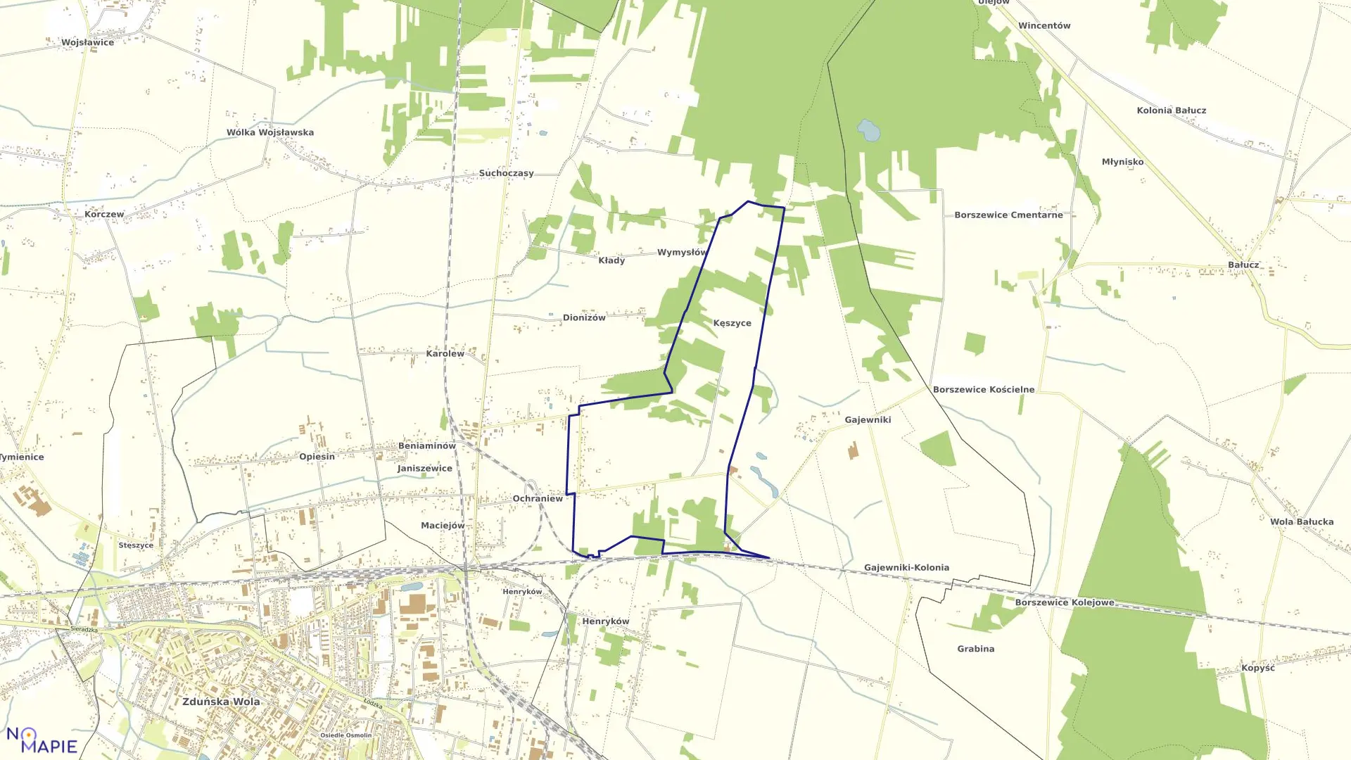 Mapa obrębu WYMYSŁÓW w gminie Zduńska Wola