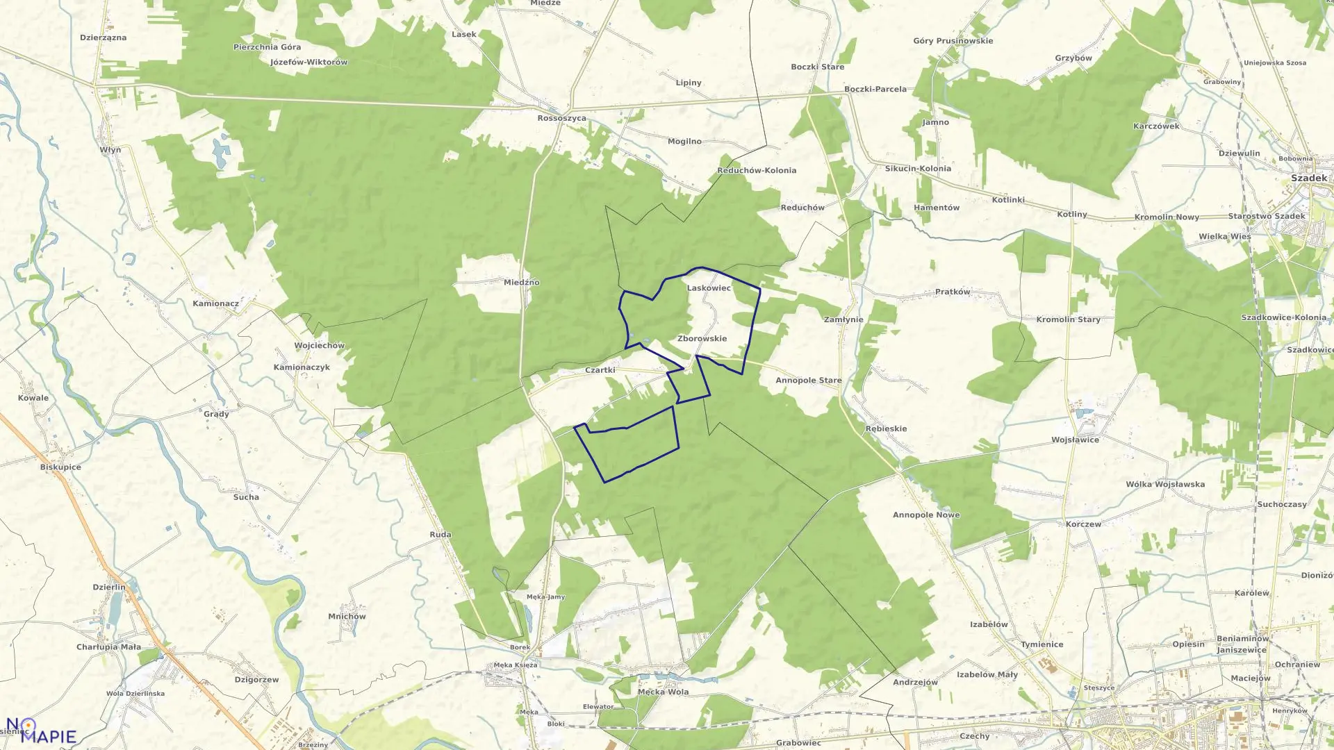 Mapa obrębu ZBOROWSKIE w gminie Zduńska Wola